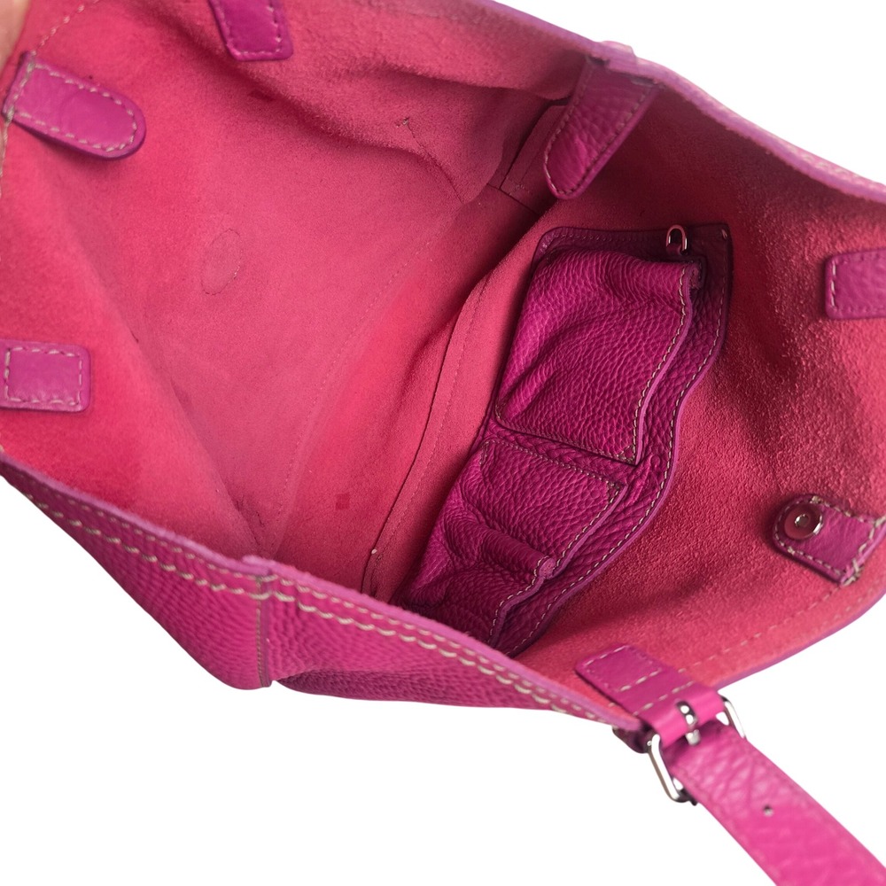 Cole Haan Pebbled Leather Tote Bag Womens Large Magenta Pink Good Braided Handle - Picture 5 of 8